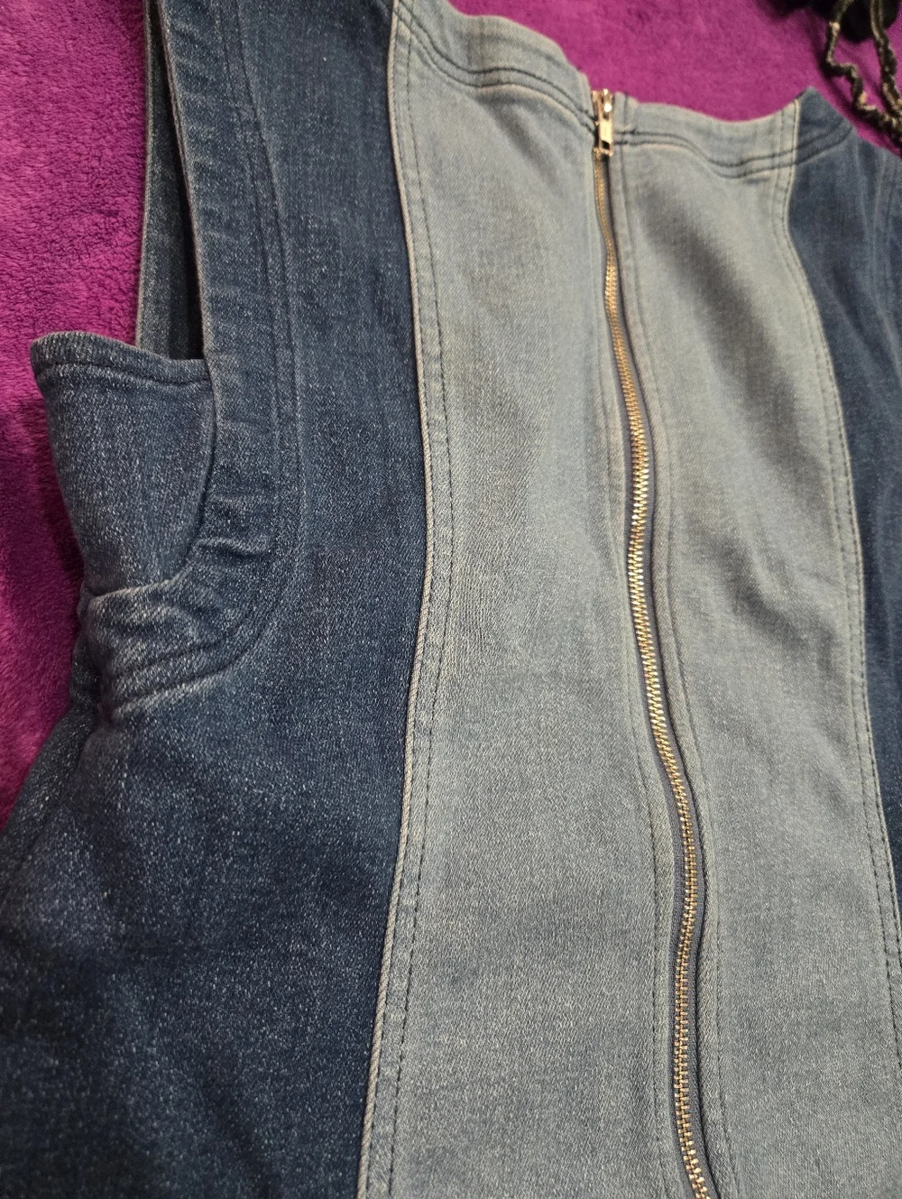 Pilcro Multitone Denim Sleveless Two Tone Top Large Euc - Picture 4 of 6